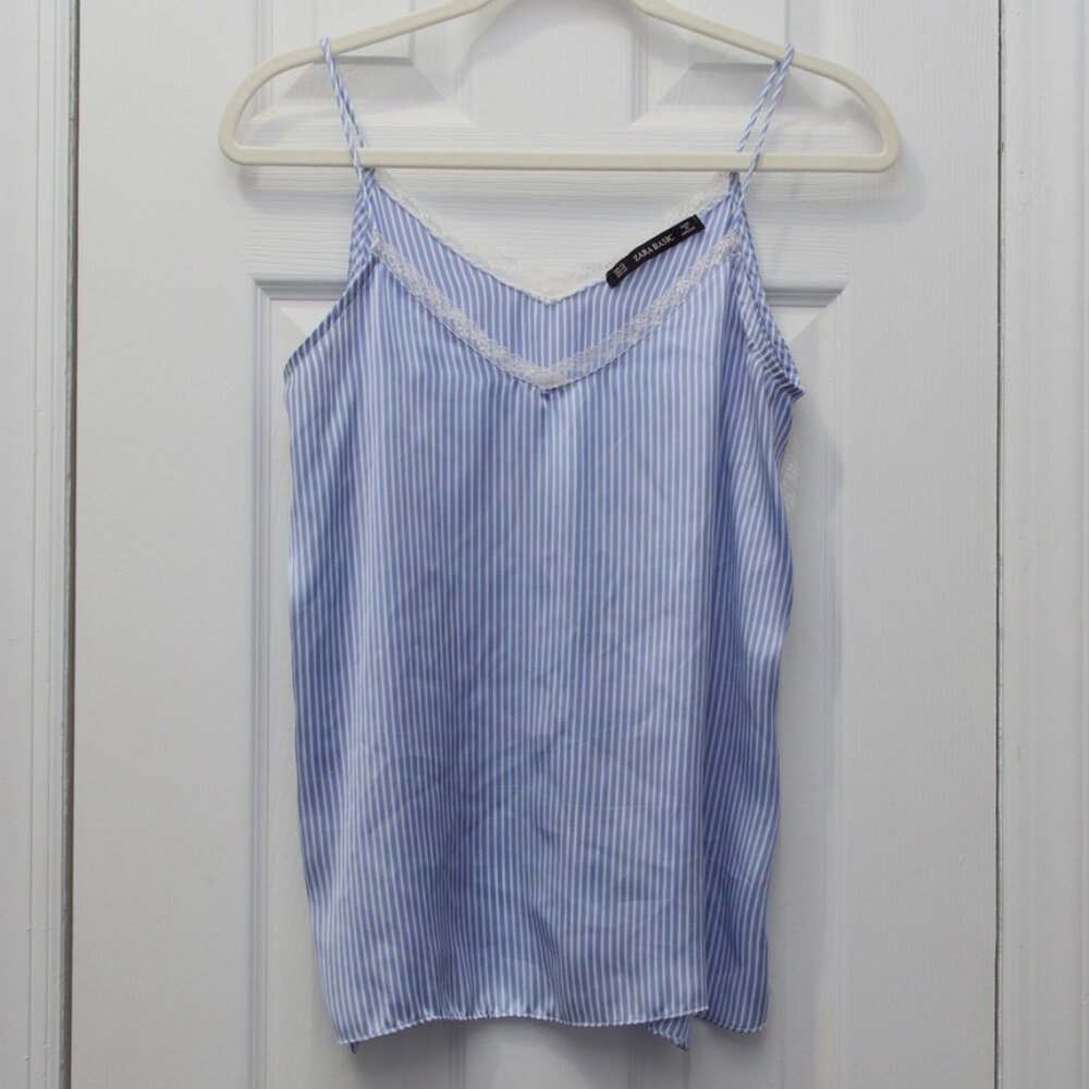 Zara Basic blue and white-striped camisole